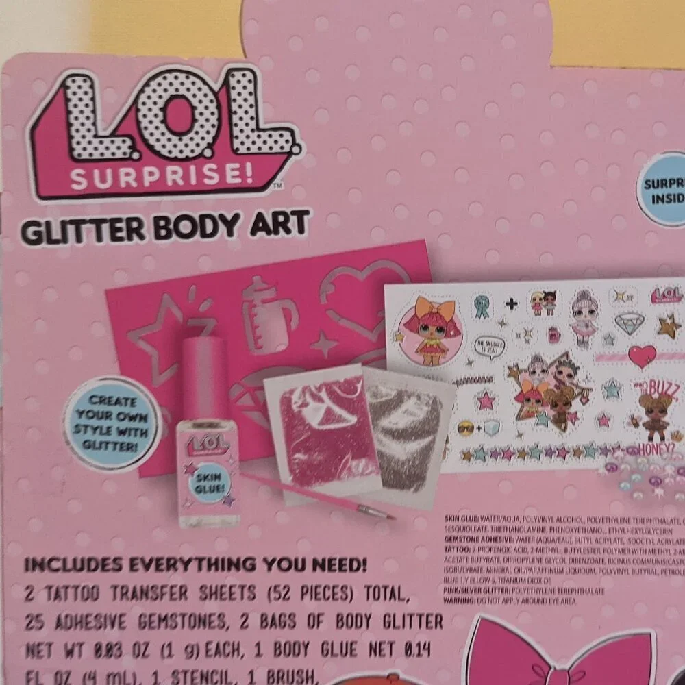 NWT LOL Surprise! Glitter Body Art Pink L.O.L. Dolls Crafts Tattoos Easter Kids